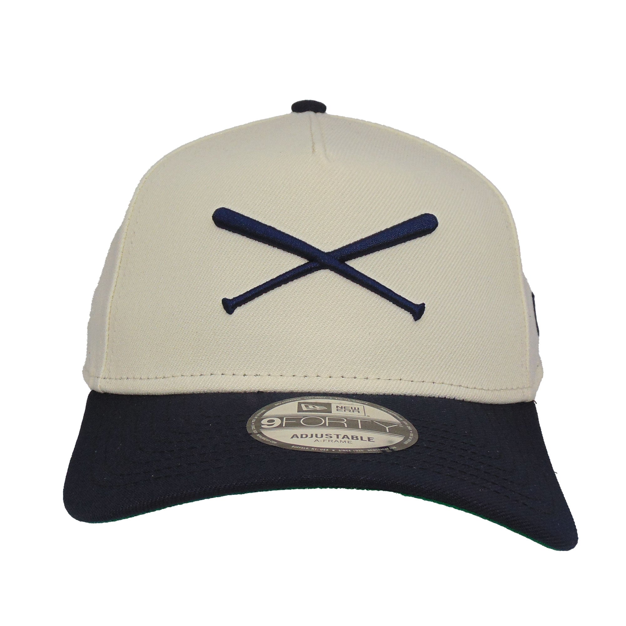 ☆NASTY FANCY CLUB☆ NF TYPO BASIC UNECE WARM GRAY F24QB352 JustFitteds Crossed Bats Logo New Era 9FORTY AF Cap Chrome NVY