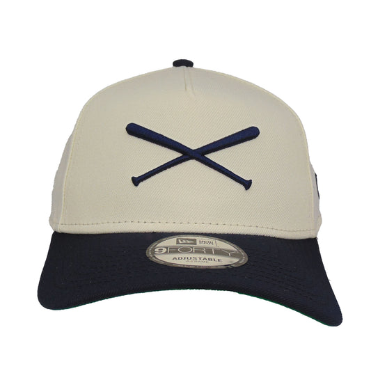 JustFitteds Crossed Bats Logo New Era 9FORTY AF Cap Chrome NVY