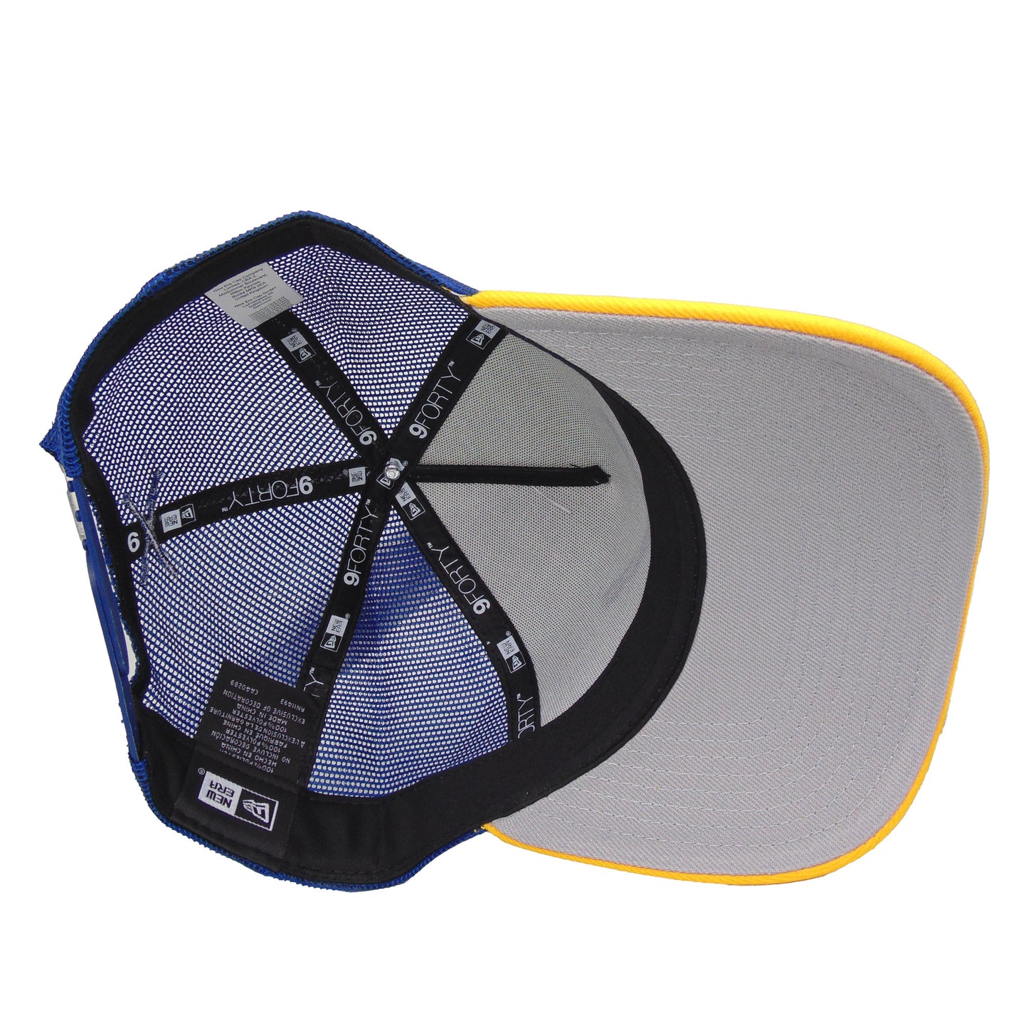 Justfitteds Crossed Bats Logo New Era 9FORTY AF Trucker Cap WHT BLU YLW