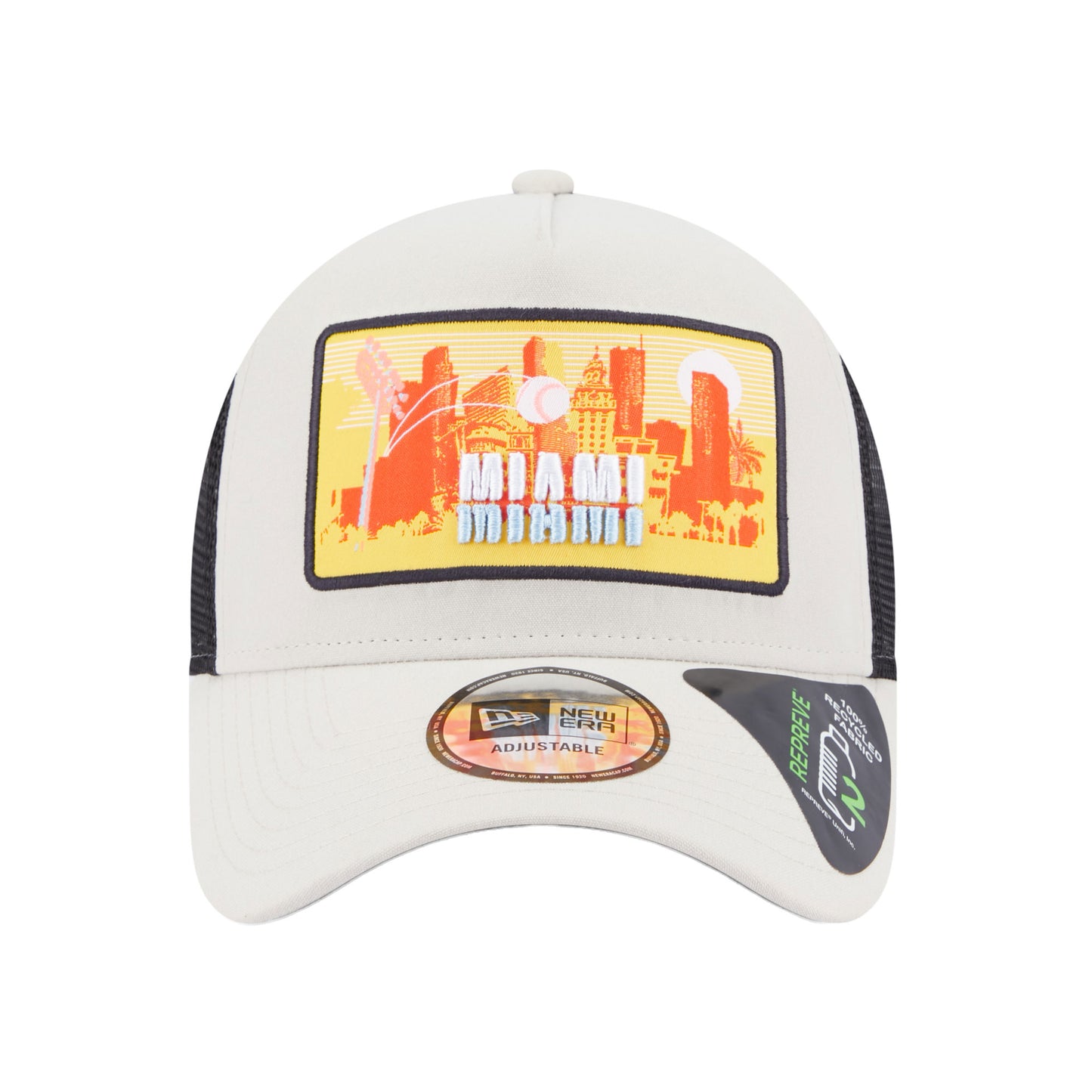 Miami City Patch New Era Trucker Cap Adjustable Stone