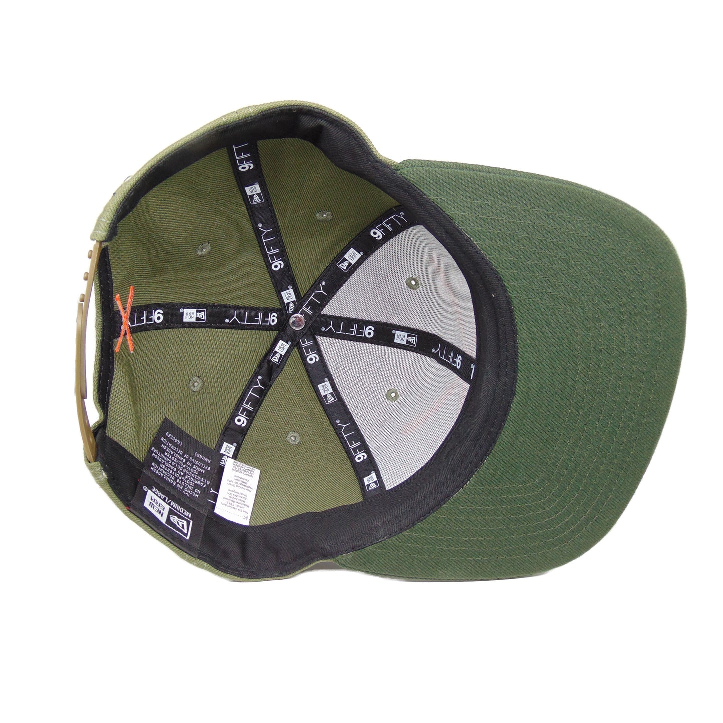 Justfitteds Crossed Bats New Era 9FIFTY Snapback Cap Olive olive Undervisor View