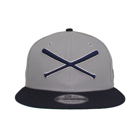 JustFitteds Crossed Bats Logo New Era 9FIFTY Gray Navy