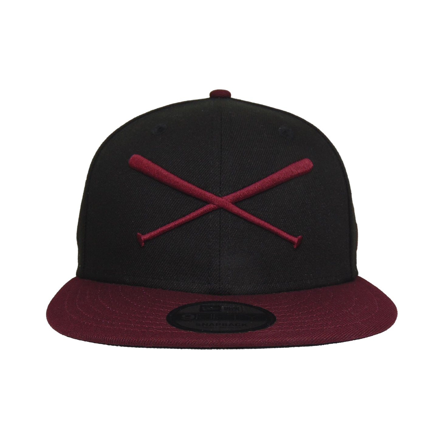 JustFitteds Crossed Bats Logo New Era 9FIFTY Black Maroon
