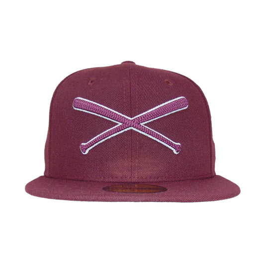 JustFitteds Crossed Bats Logo New Era 59FIFTY Maroon 3M maroon Side View
