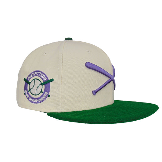 JustFitteds Crossed Bats 59FIFTY New Era Cap Championship chrome
green Side View