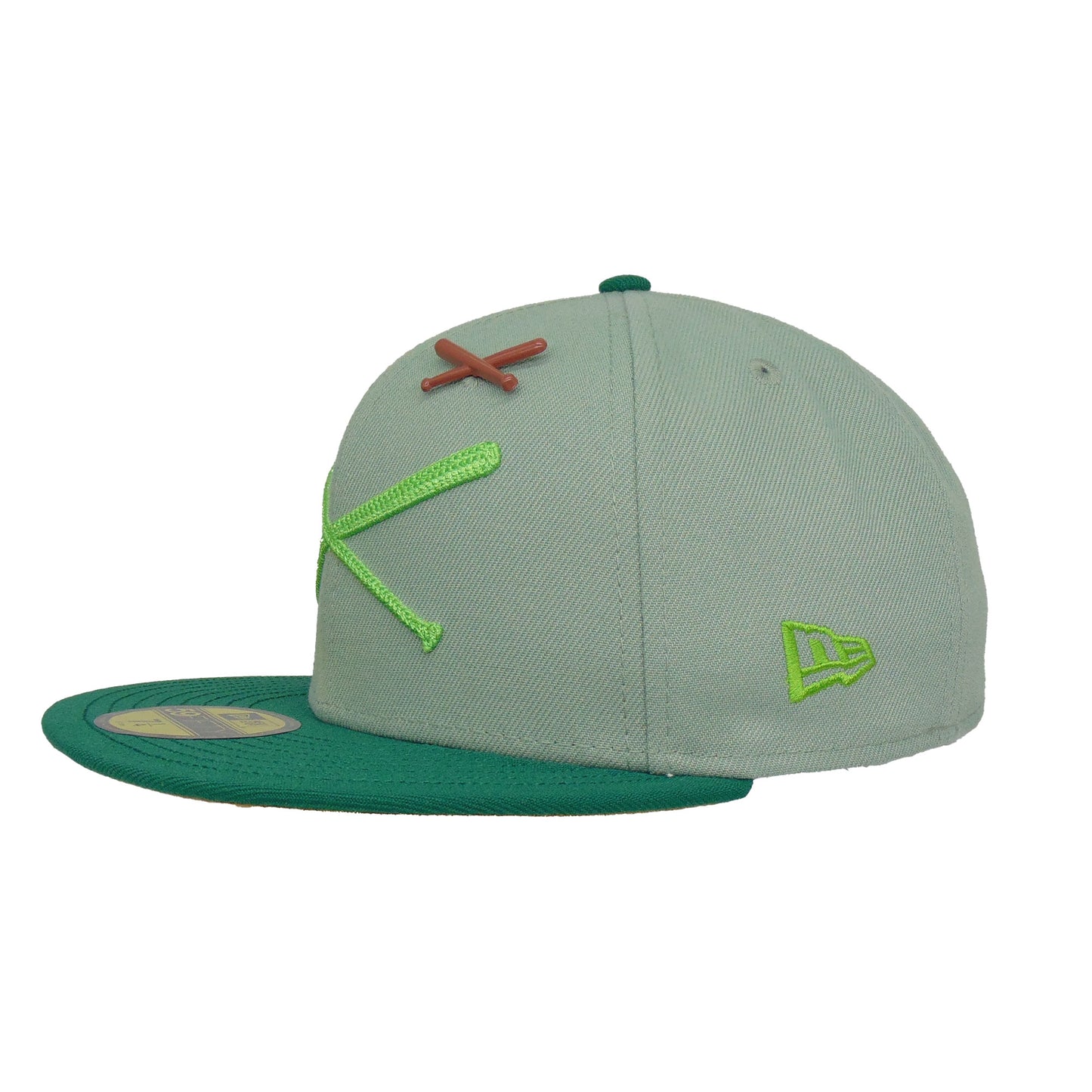 JustFitteds Crossed Bats Logo New Era 59FIFTY Green Tea