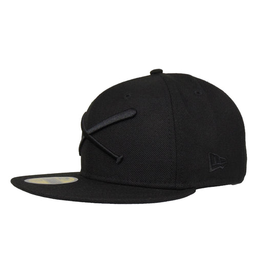 JustFitteds Crossed Bats 59FIFTY New Era Cap Blackout Wool black Side View
