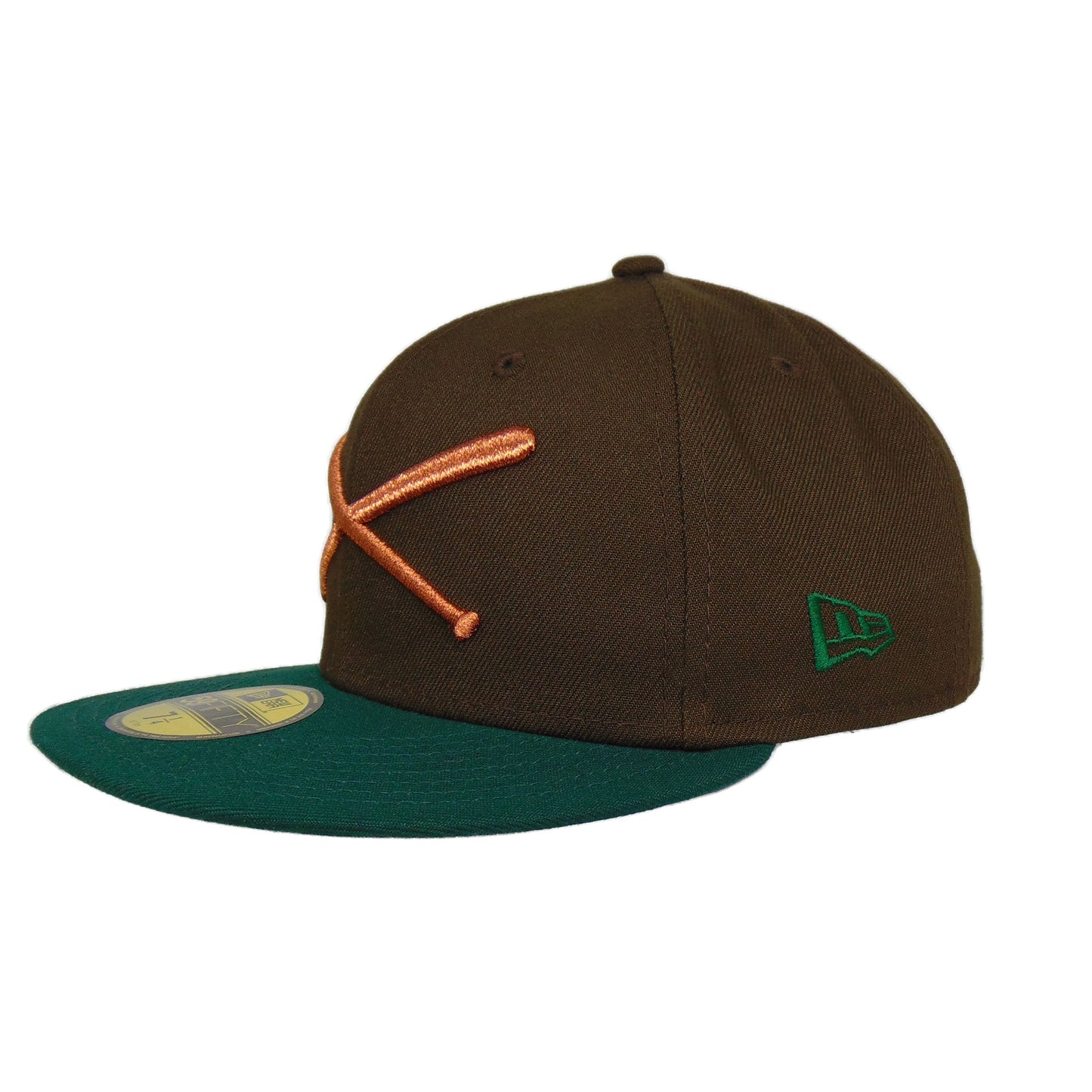 JustFitteds Crossed Bats KIDS New Era 59FIFTY Cap Walnut Copper