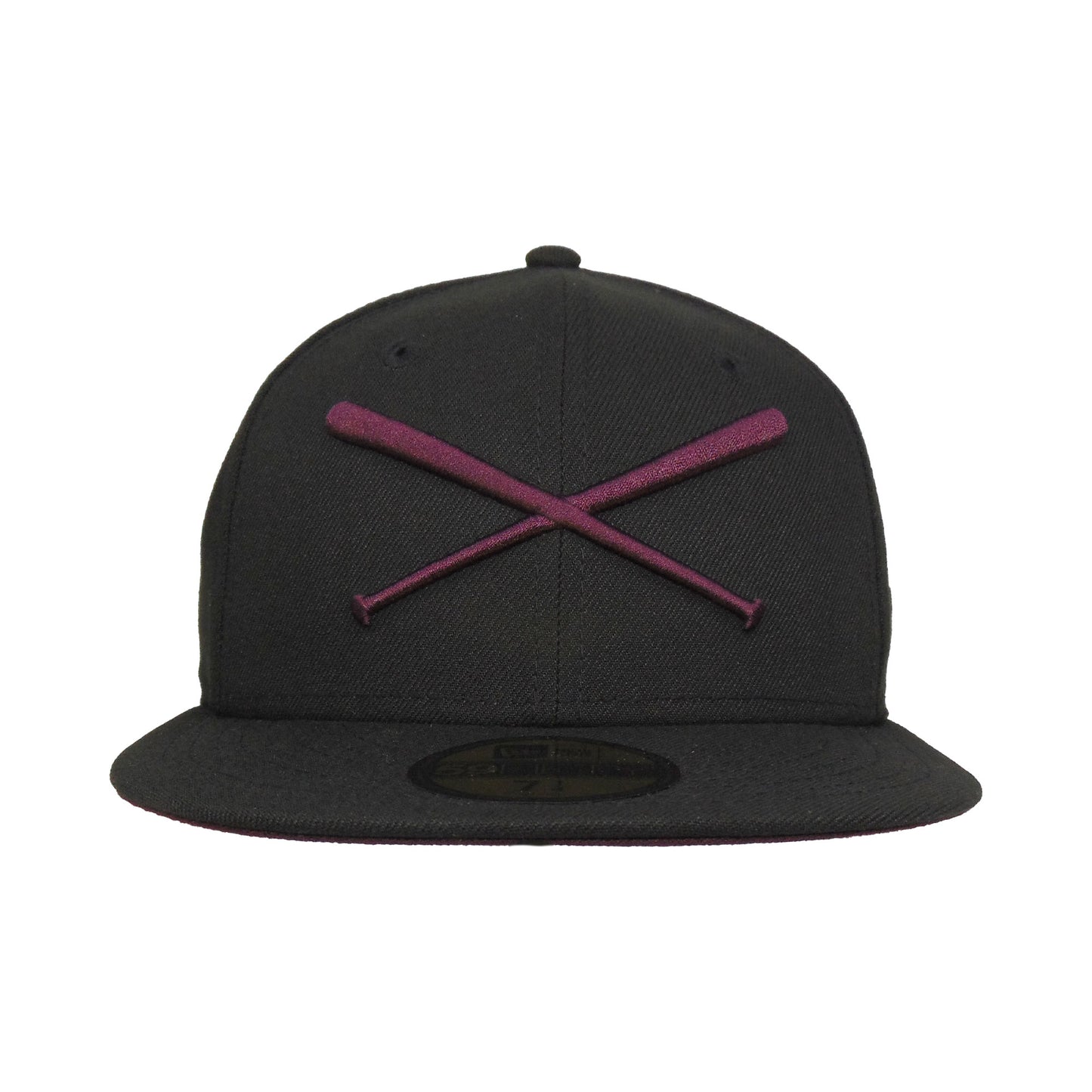 JustFitteds Crossed Bats Logo New Era 59FIFTY Black Maroon