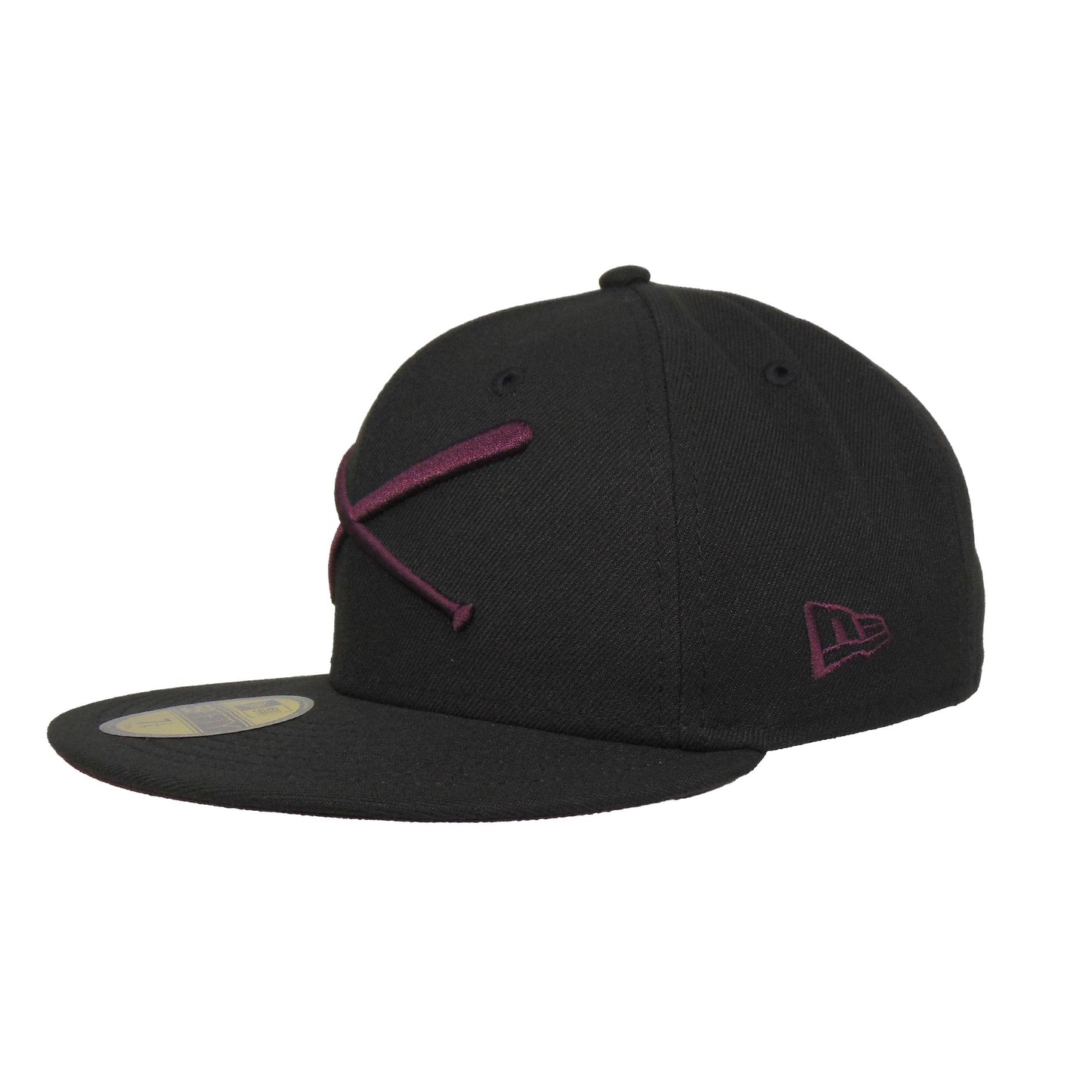 JustFitteds Crossed Bats Logo New Era 59FIFTY Black Maroon