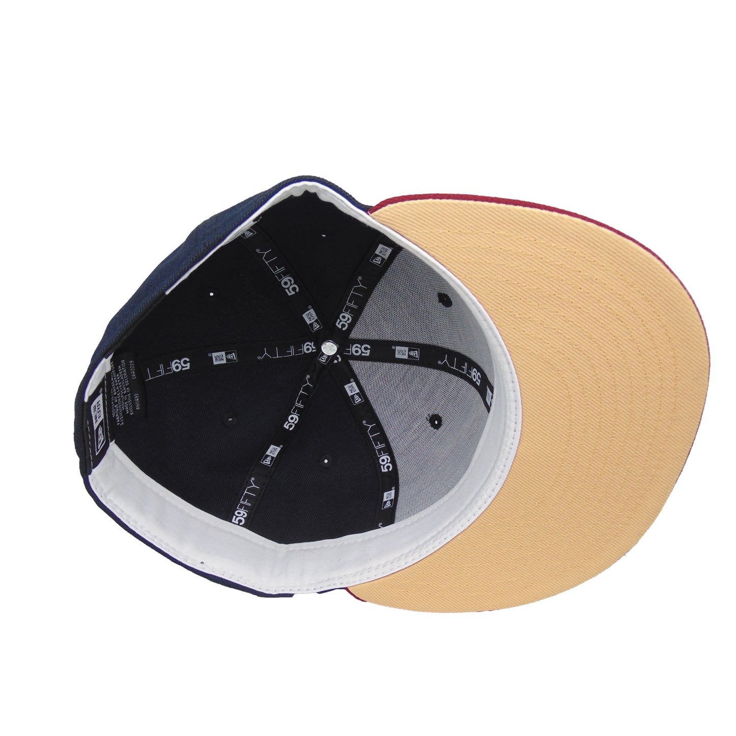 JustFitteds Crossed Bats 59FIFTY New Era Cap NVY CDN navy
red Undervisor View