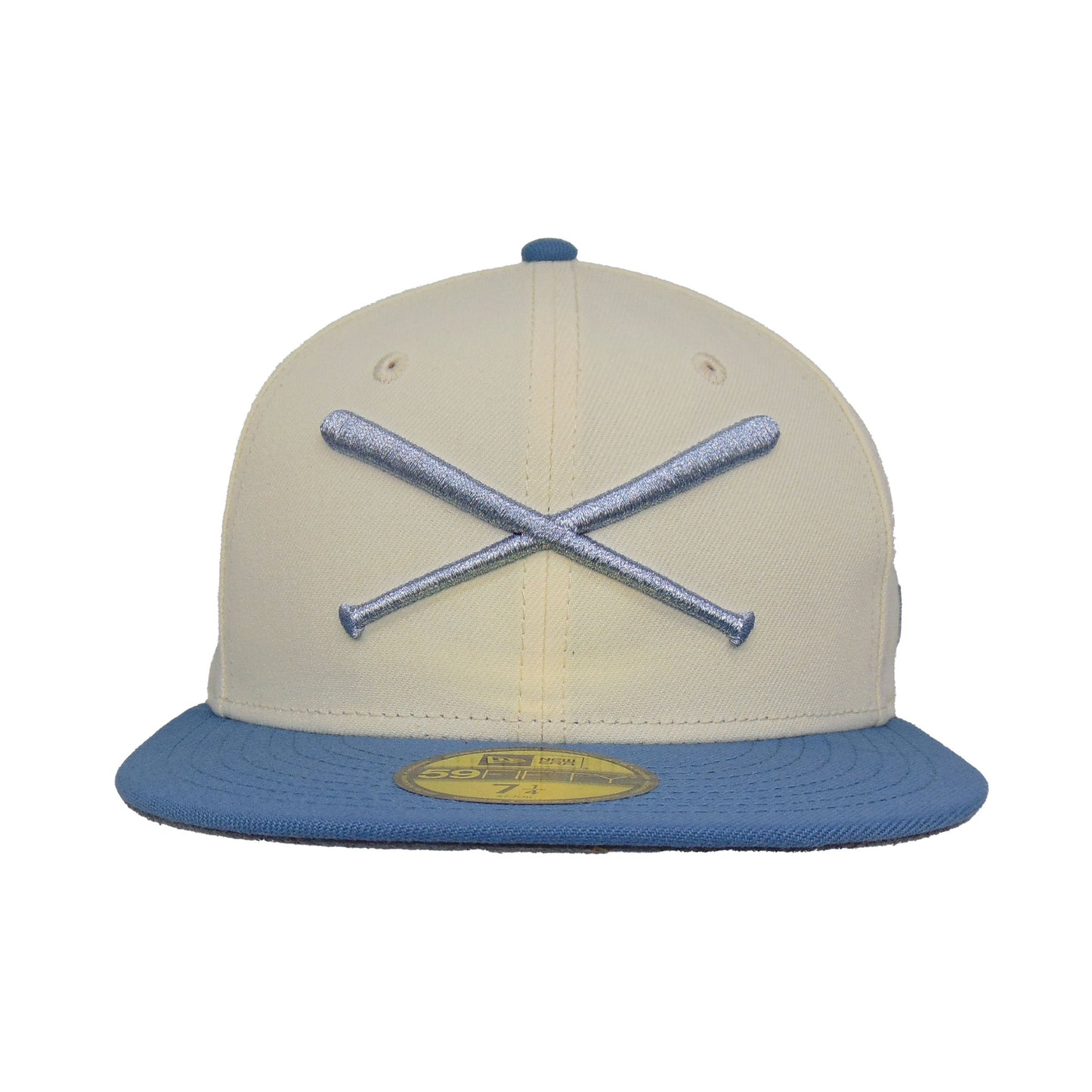 JustFitteds Crossed Bats Logo New Era 59FIFTY Cap Chrome Blue