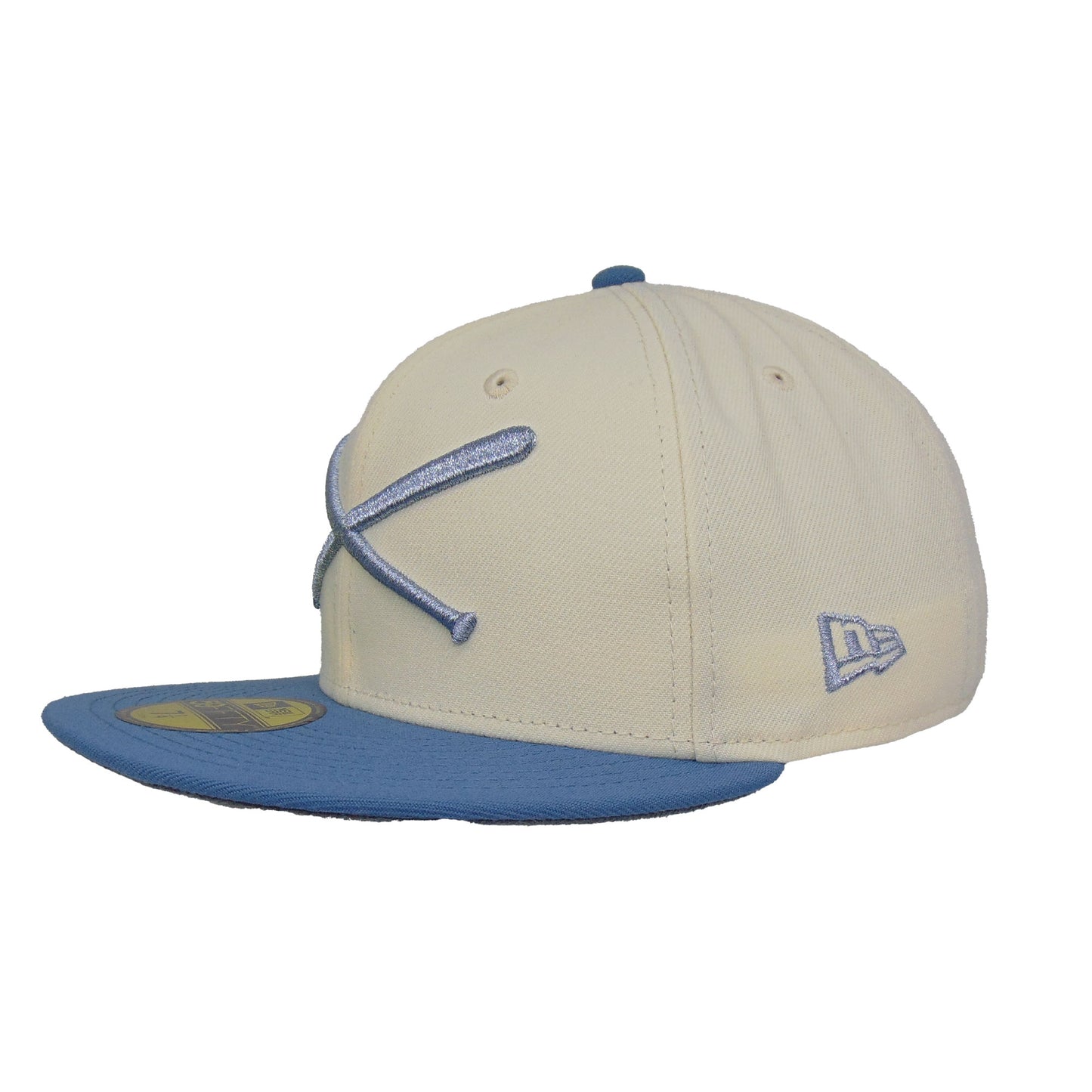 JustFitteds Crossed Bats Logo New Era 59FIFTY Cap Chrome Blue