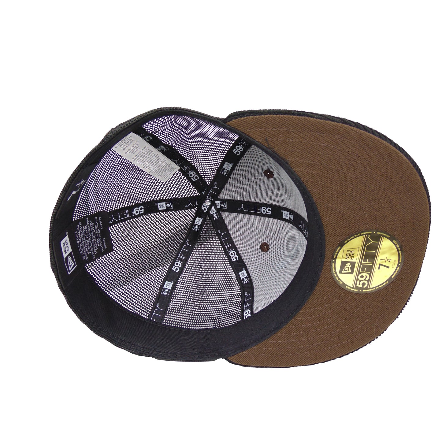 JustFitteds Crossed Bats Logo New Era 59FIFTY Trucker Brown Black