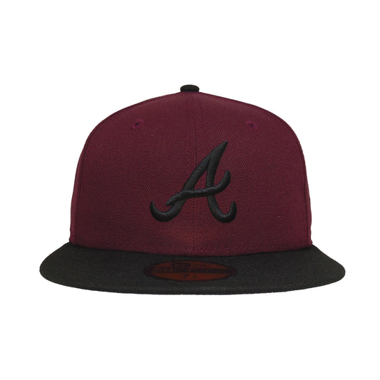 Atlanta Braves Custom New Era 59FIFTY Cap Maroon Black