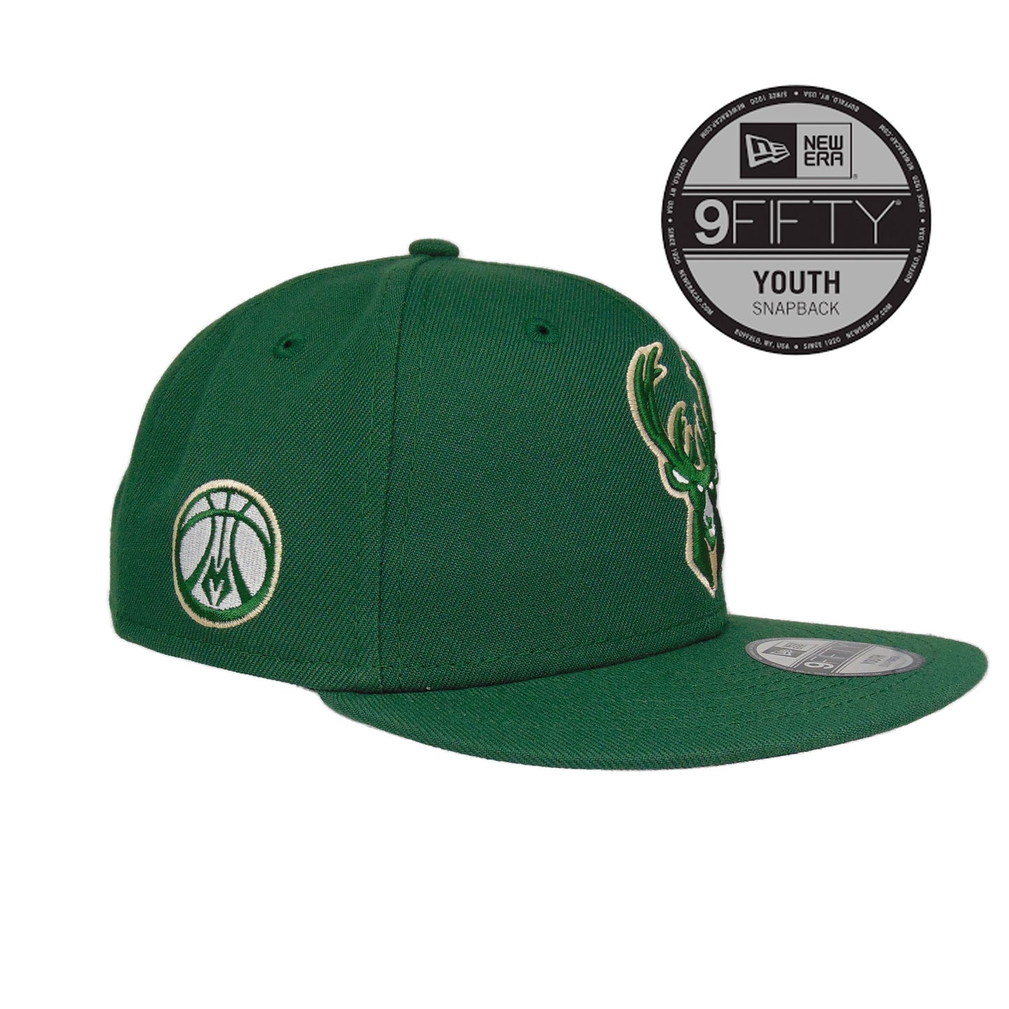 Milwaukee Bucks Custom YOUTH New Era Snapback Cap Patch