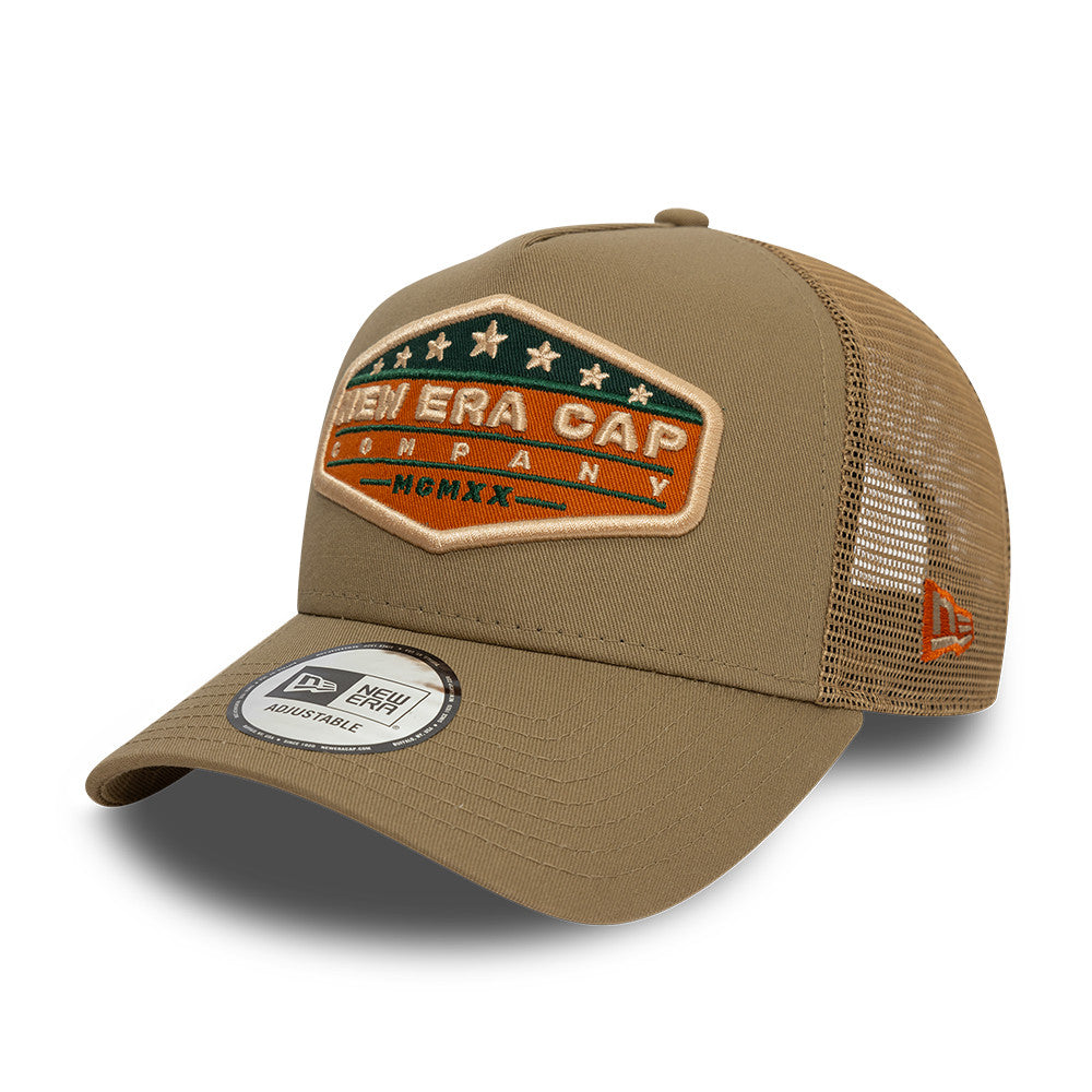 New Era Trucker Cap Adjustable Khaki Patch