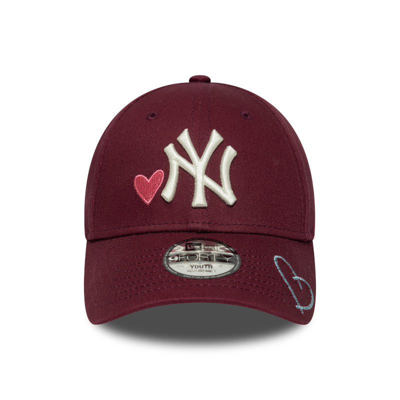 YOUTH New York Yankees New Era 9FORTY Cap adjustable maroon Hearts