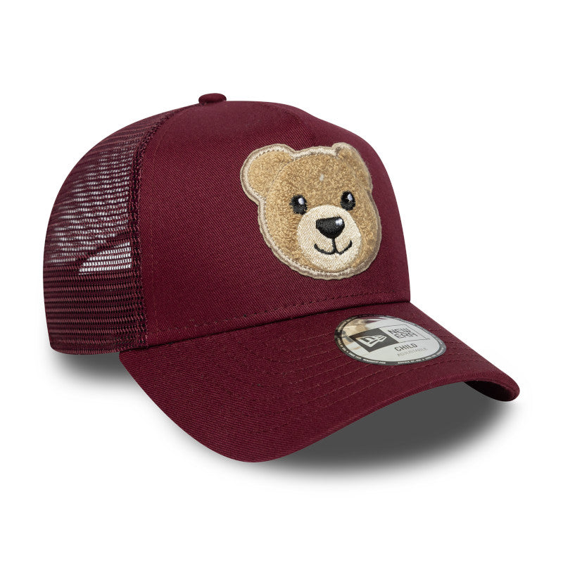 CHILD Teddy Bear New Era Trucker Cap Maroon