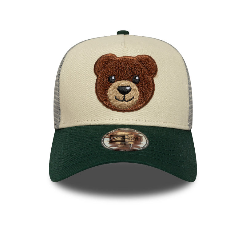 CHILD Teddy Bear New Era Trucker Cap Stone Green