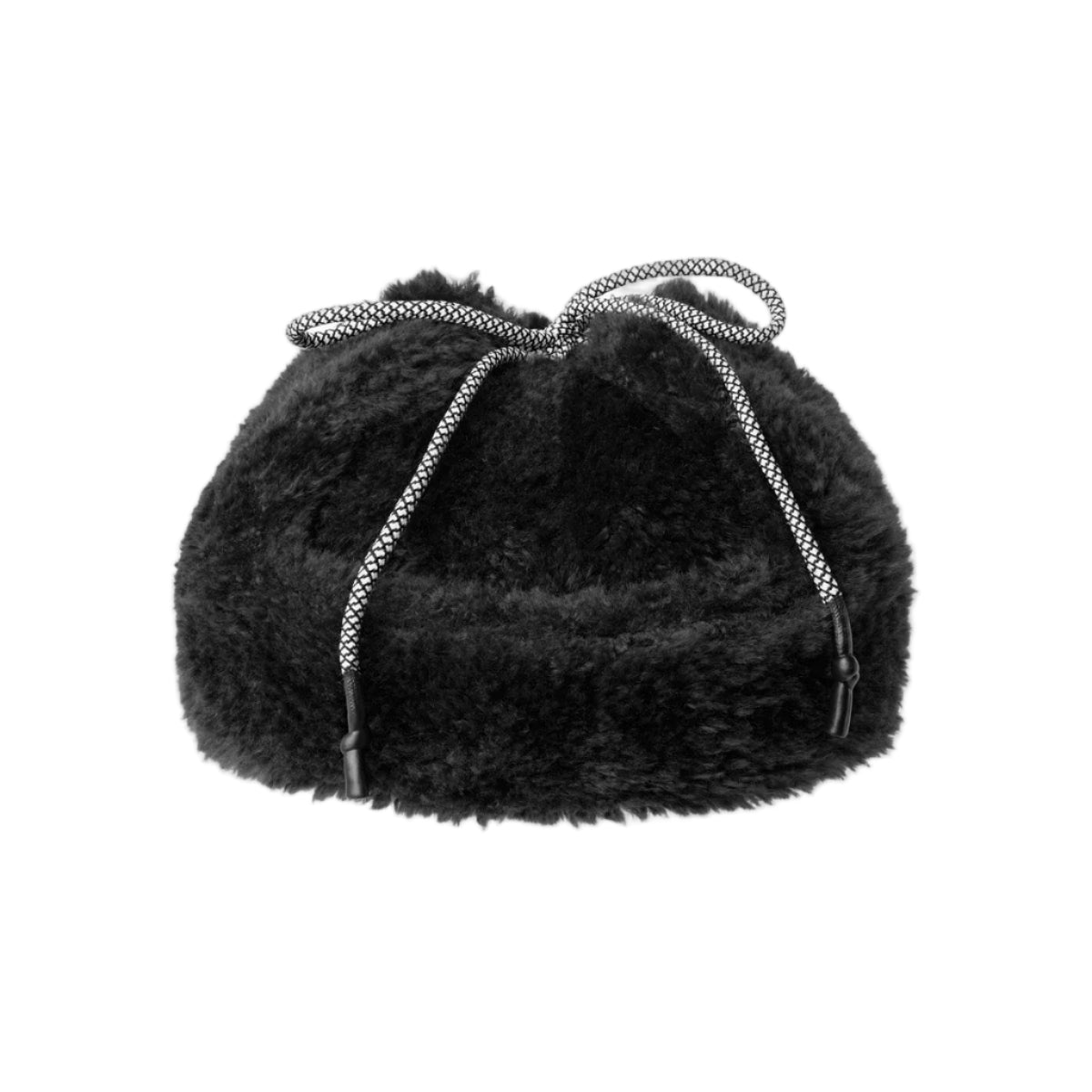 Faux Shearling Utility Flap Cap black