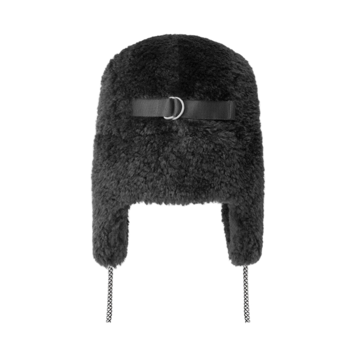 Faux Shearling Utility Flap Cap black