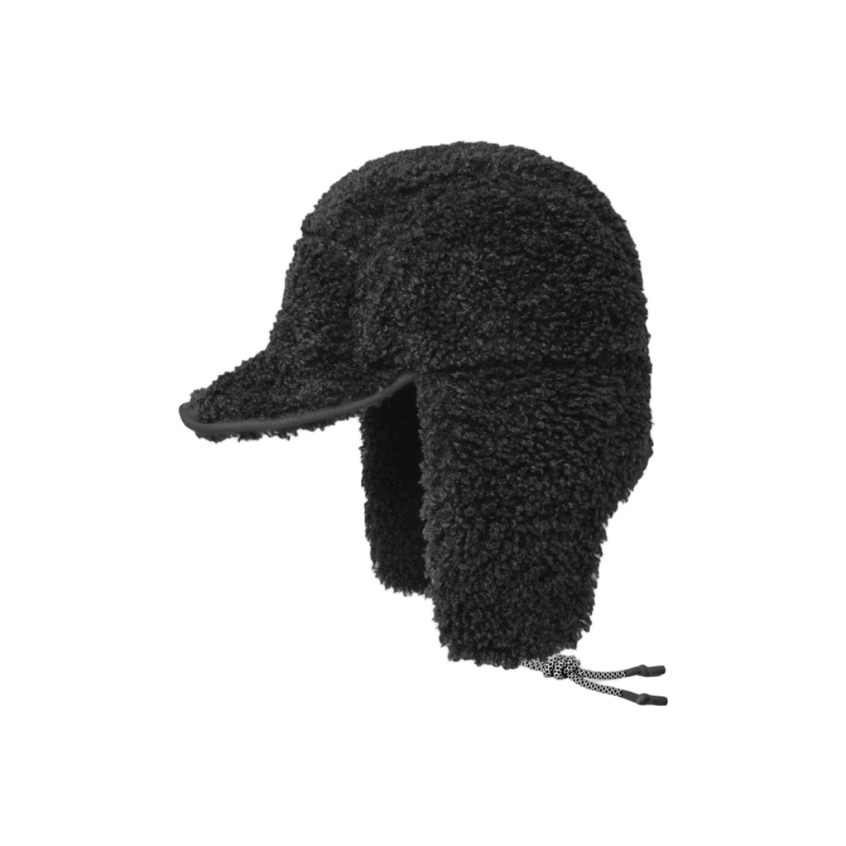 Faux Shearling Utility Flap Cap black