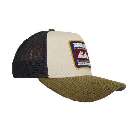 BUFFALO NY Patch New Era Trucker Cap Chrome Khaki Corduroy