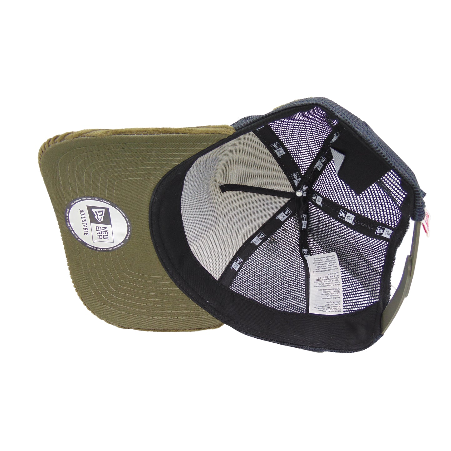 BUFFALO NY Patch New Era Trucker Cap Chrome Khaki Corduroy