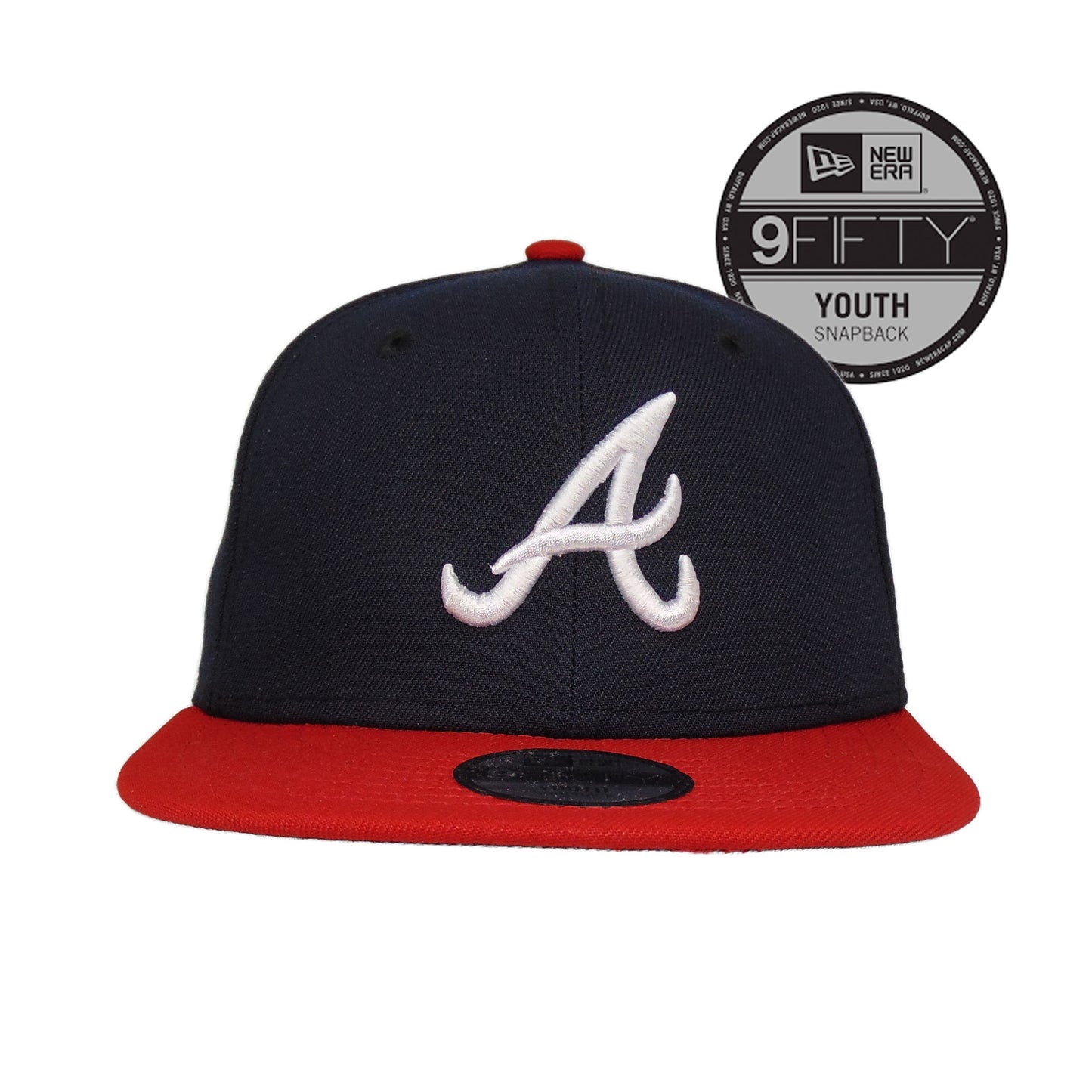 Atlanta Braves Custom New Era 9Fifty YOUTH Snap back Cap Navy / Red