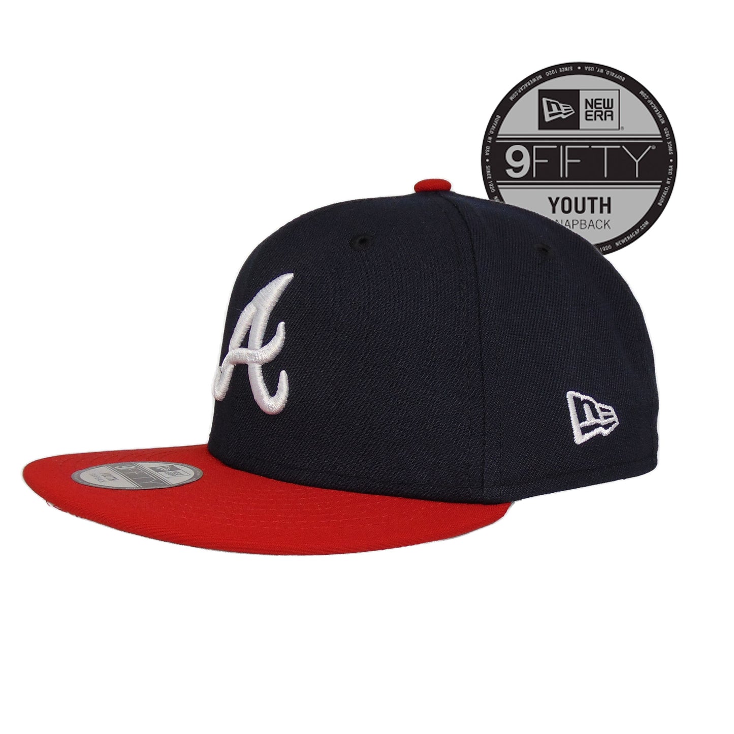 Atlanta Braves Custom New Era 9Fifty YOUTH Snap back Cap Navy / Red