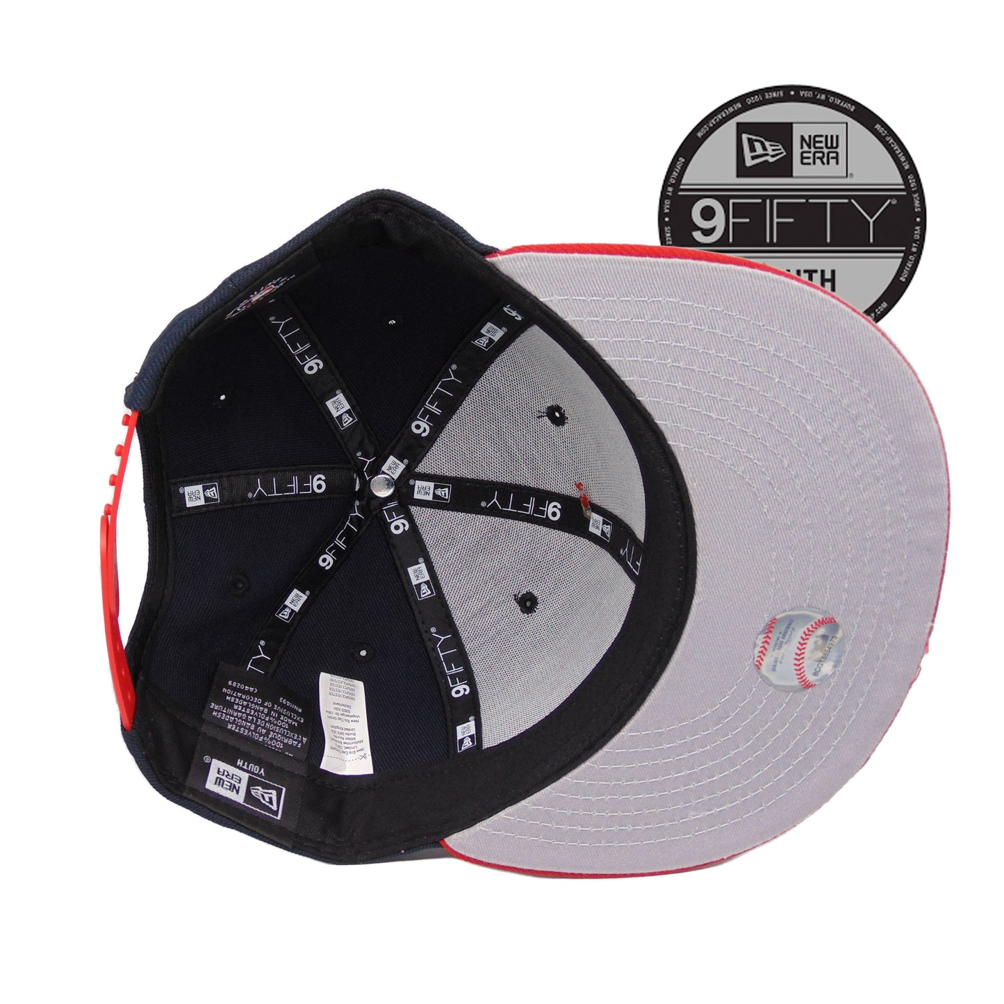 Atlanta Braves Custom New Era 9Fifty YOUTH Snap back Cap Navy / Red