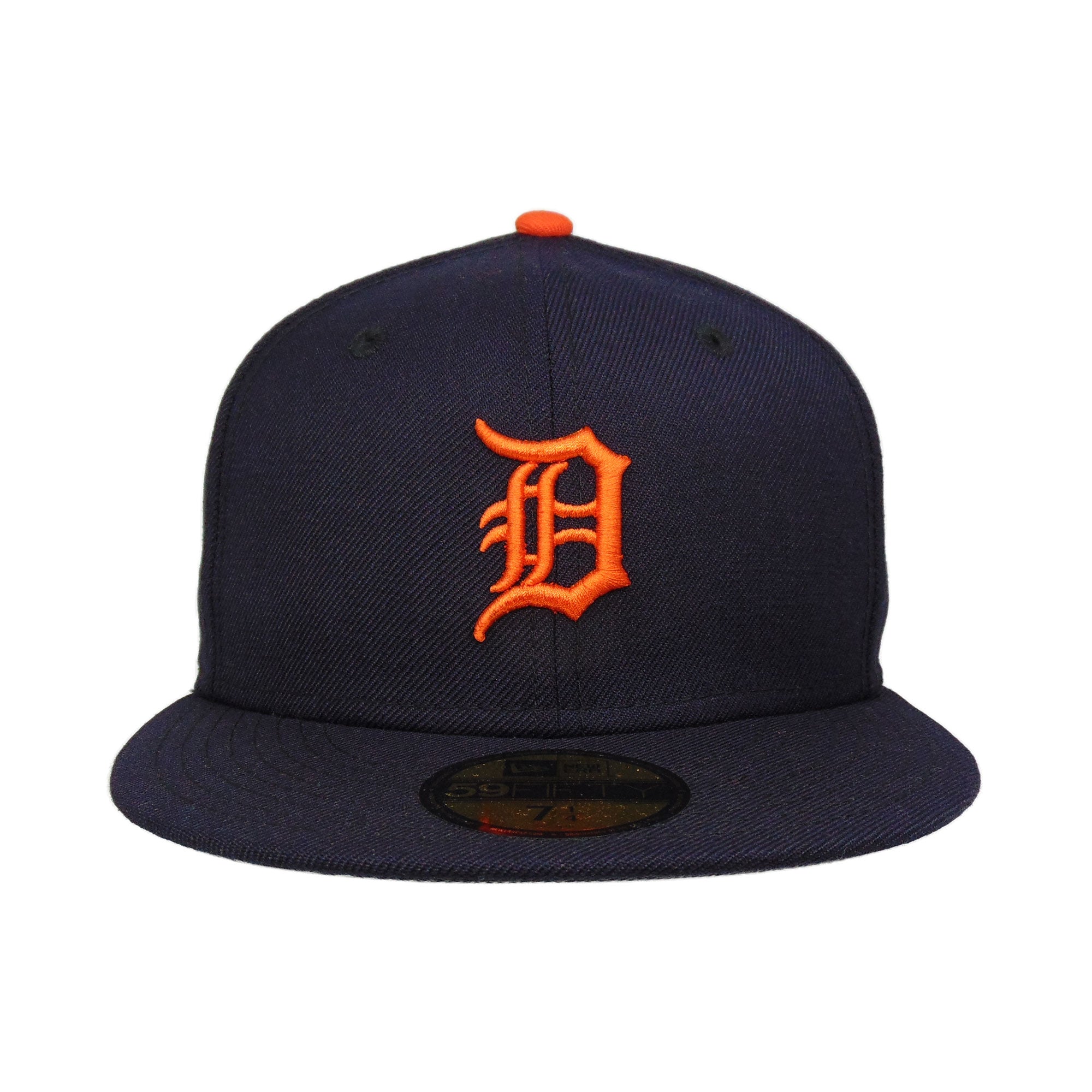 New Era 59Fifty Hat Detroit Tigers MLB Authentic Road Navy Blue Fitted Cap  (7 5/8)