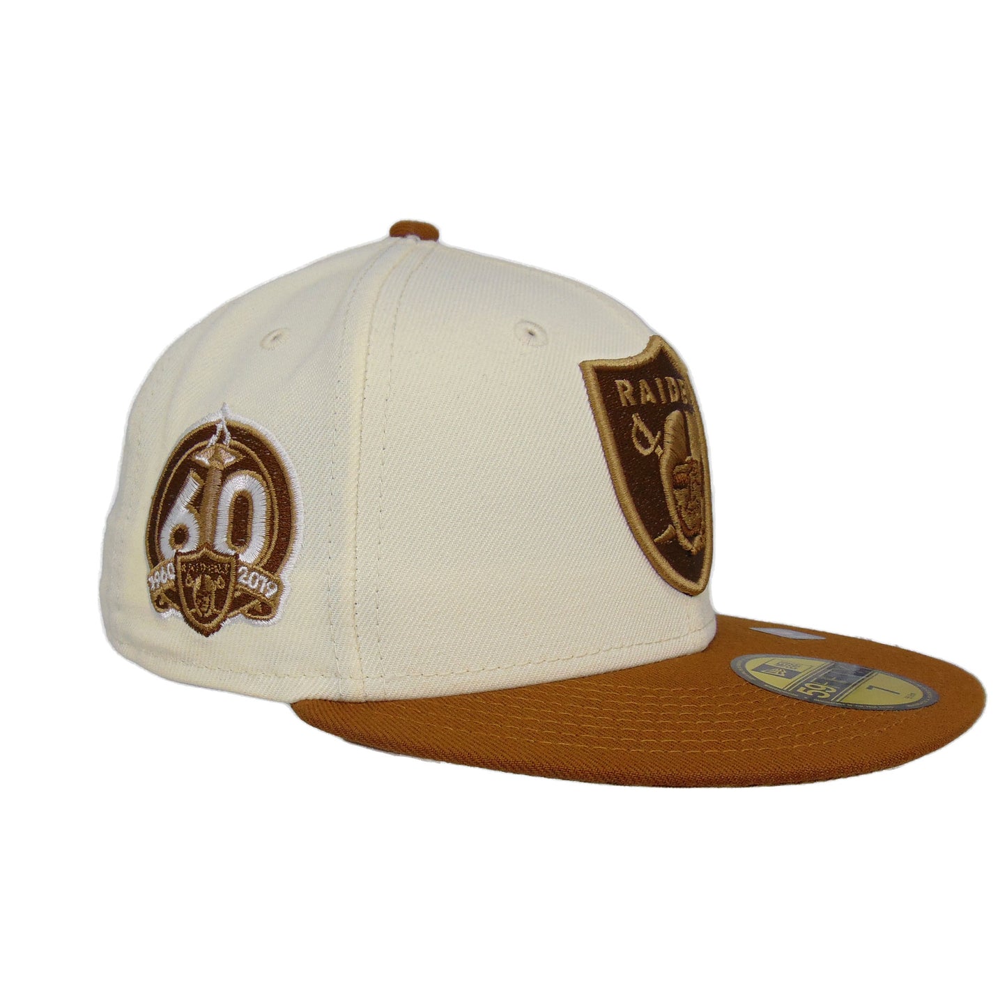 Las Vegas Raiders Custom New Era 59FIFTY Cap Chrome Peanut