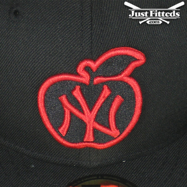 New York Yankees Apple Custom New Era Cap Black Red