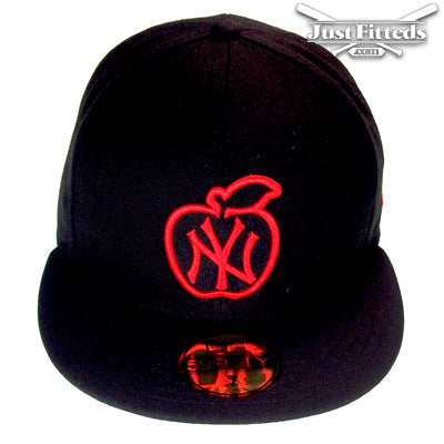New York Yankees Apple Custom New Era Cap Black Red
