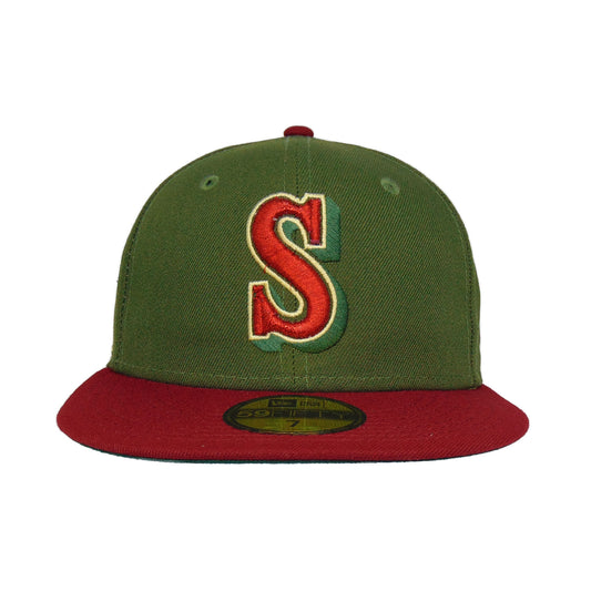 Seattle Mariners Custom New Era Cap Rifle Green Maroon 40th