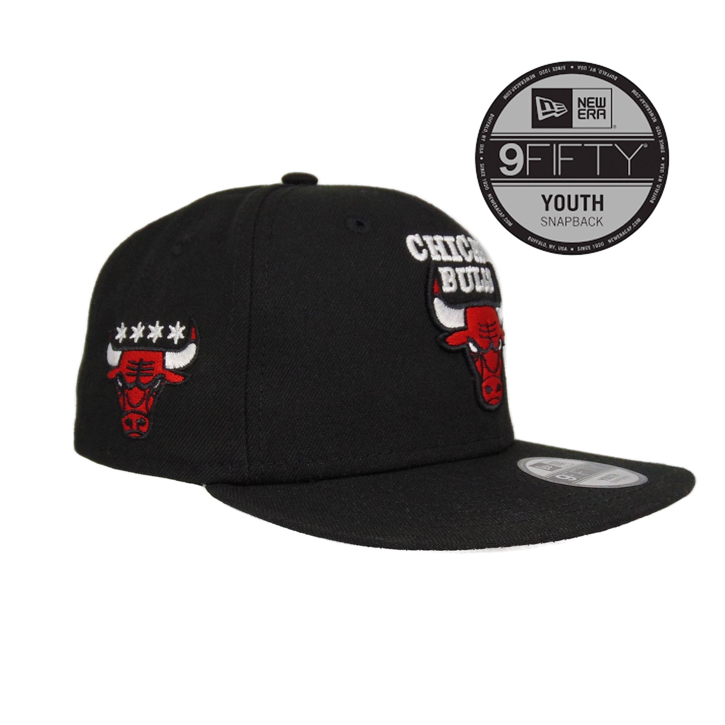 Chicago Bulls Custom New Era 9Fifty YOUTH Snap back Cap Black