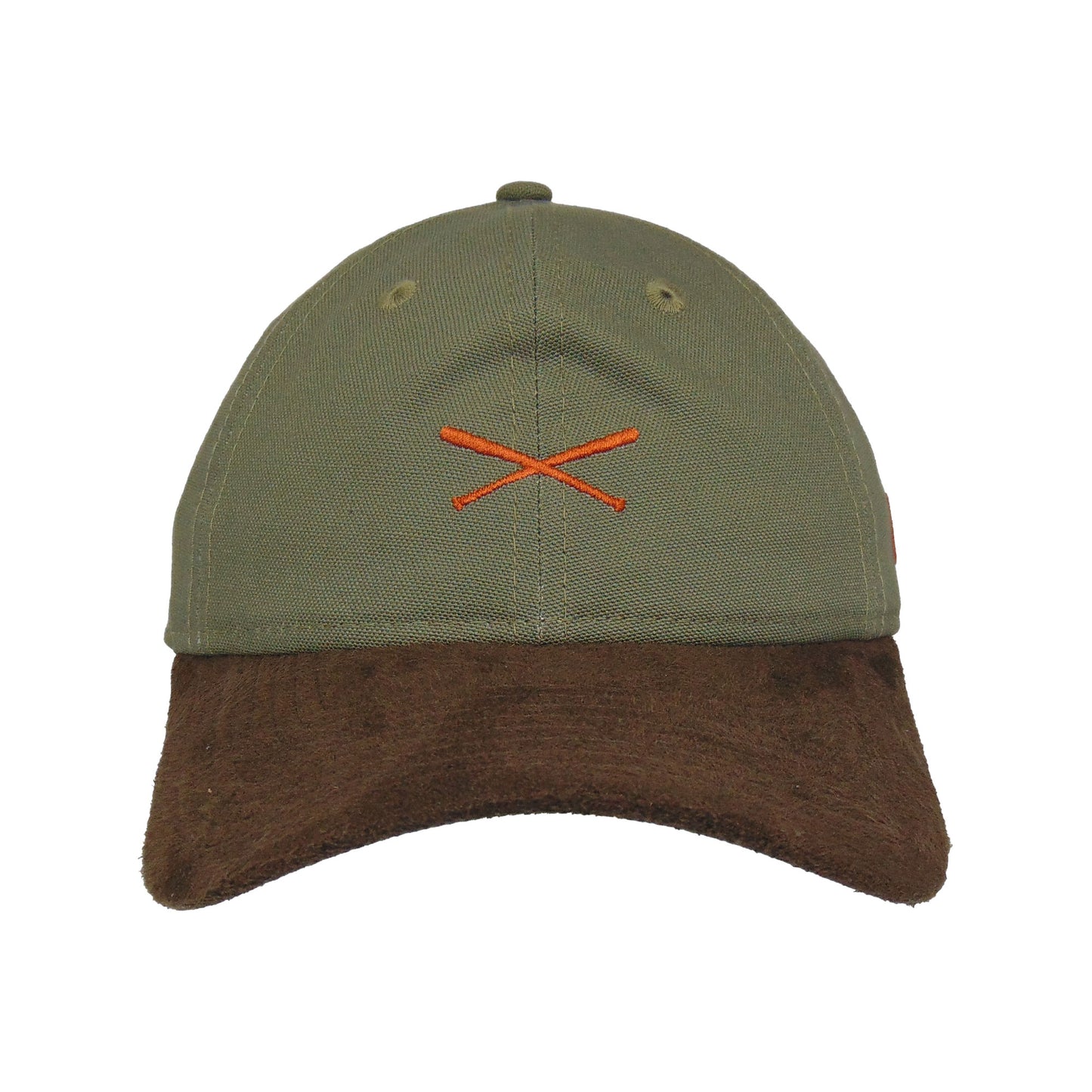 JustFitteds Crossed Bats New Era 9TWENTY Olive Canvas