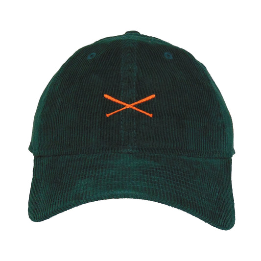 JustFitteds Crossed Bats New Era 9TWENTY Cap Dark Green Corduroy
