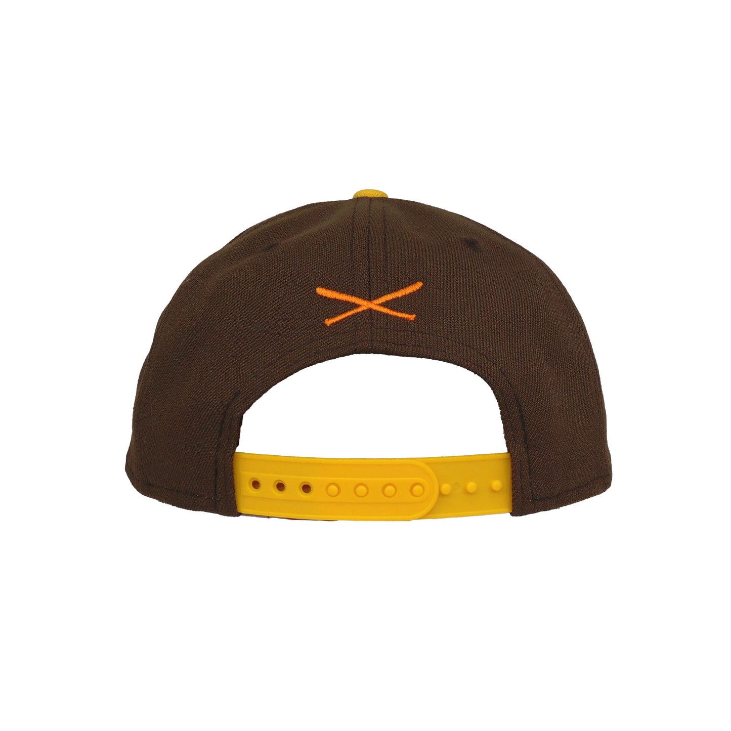 JustFitteds Crossed Bats Logo New Era 9FORTY AF Cap Stone Brown Yellow