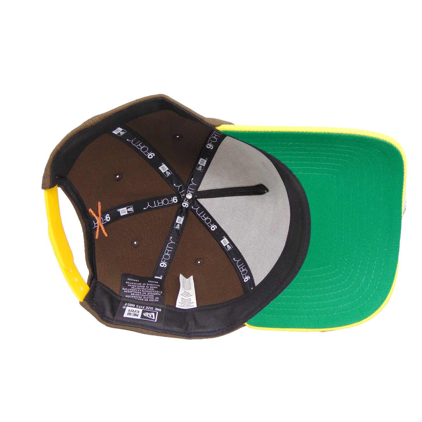 JustFitteds Crossed Bats Logo New Era 9FORTY AF Cap Stone Brown Yellow