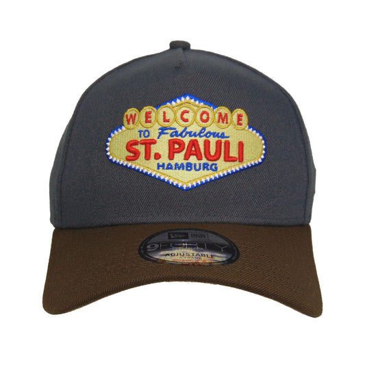 Welcome to St. Pauli JF Exclusive New Era 9FORTY AF Cap Anthrazit Brown grey
brown Front View