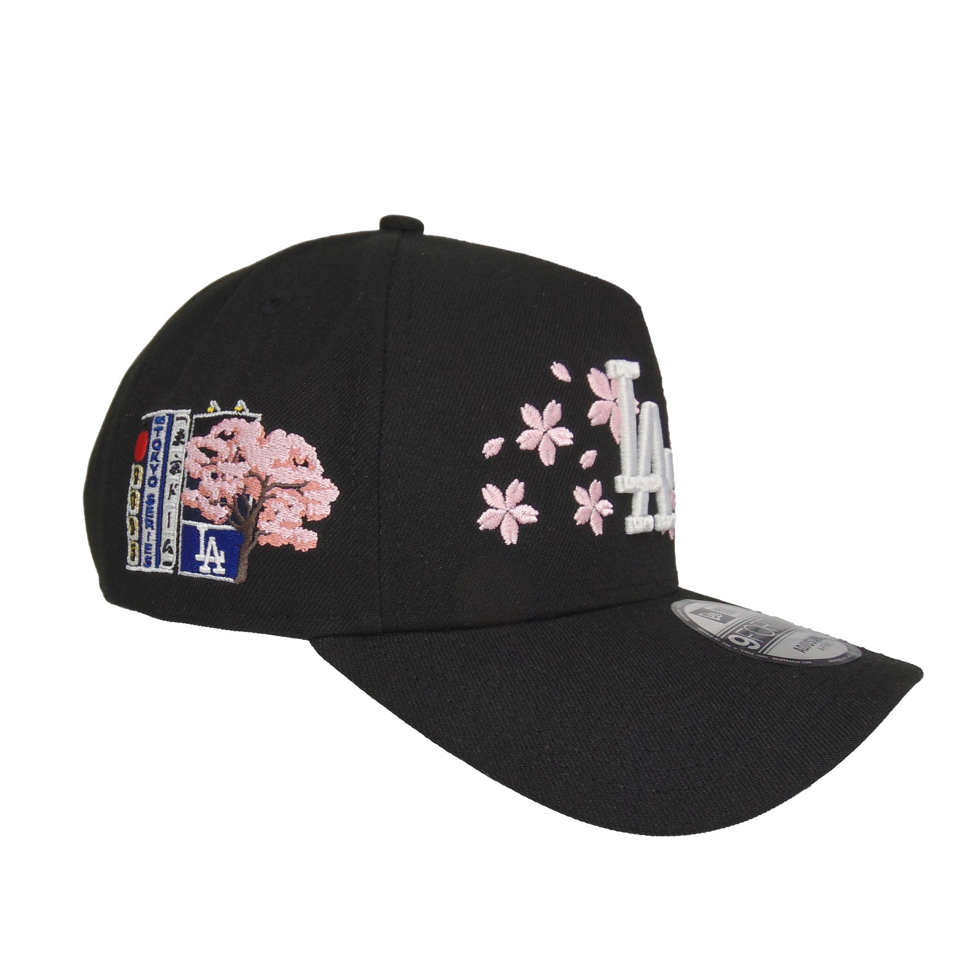 Los Angeles Dodgers Custom 9FORTY AF New Era Tokyo Series Floral BLK Cap black Side View
