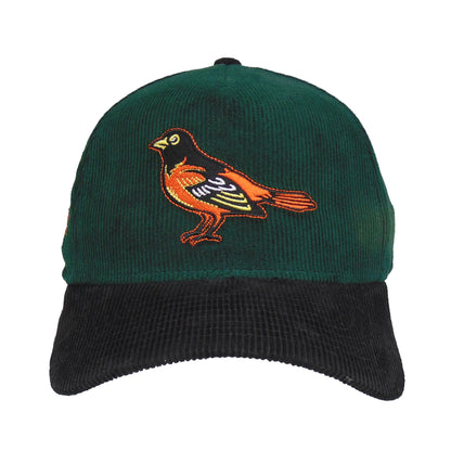 Baltimore Orioles Custom New Era 9FORTY AF Cap Corduroy 70th Anni. dark green
black  Front View