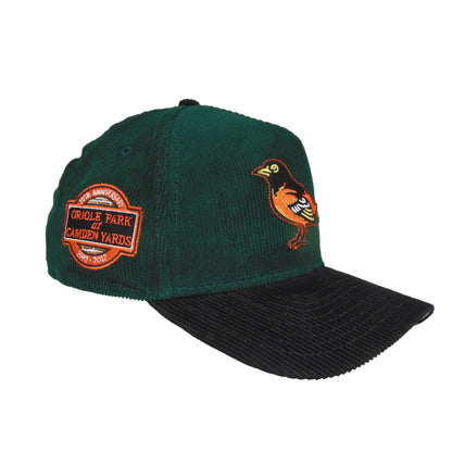 Baltimore Orioles Custom New Era 9FORTY AF Cap Corduroy 70th Anni. dark green
black  Side View