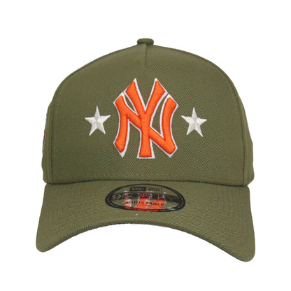 New York Yankees Custom 9FORTY AF New Era Cap Olive Stars olive Front View