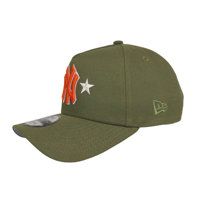 New York Yankees Custom 9FORTY AF New Era Cap Olive Stars olive Back View