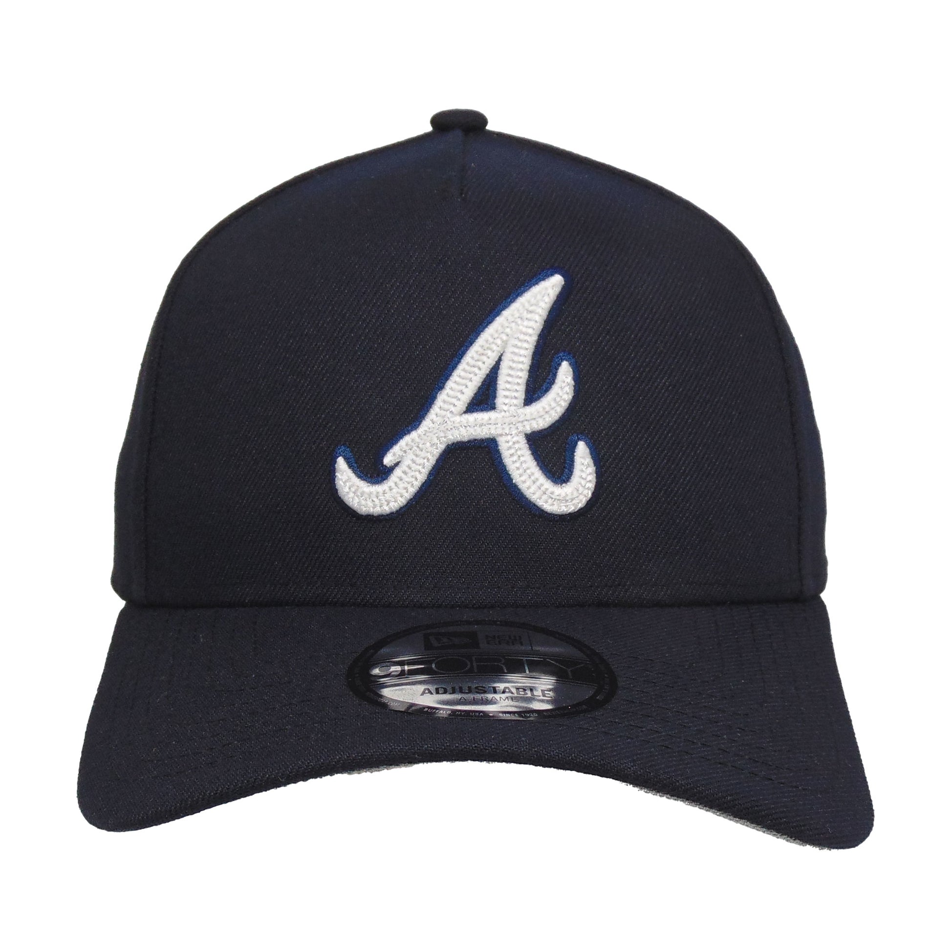 Atlanta Braves custom 9FORTY AF New Era Cap Navy Chainstitch navy Front View