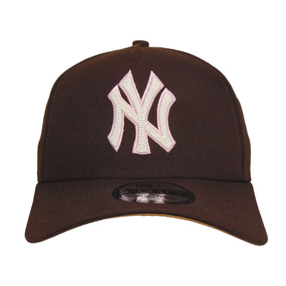 New York Yankees JF Custom 9FORTY New Era Cap Brown Chainstitch brown Front View